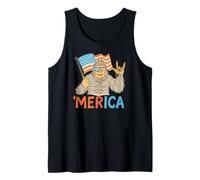 Merica Funny Patriotic Sasquatch USA Flag Bigfoot Tank Top