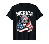 Merica Pitbull Dog Patriotic American Flag 4th Of July T-Shirt