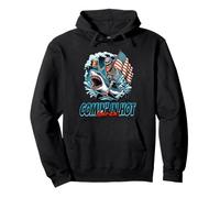 Merica Skeleton Riding a Shark Funny 4th of July Pullover Hoodie