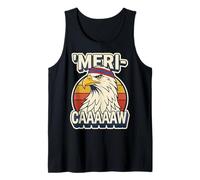 Mericaaaaaw Funny Angry Eagle Retro Sunset Graphic Tank Top