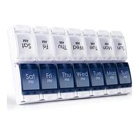 MERICARGO Weekly Pill Box Organiser, Large Daily Pill Organiser 2 Times a Day, Travel Tablet Organiser with Easy Push Button Design for Meds, Vitamin, Fish Oil, Supplements…