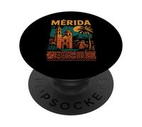 Merida Mexico Retro Yucatan Travel Art Cathedral Mexican PopSockets Adhesive PopGrip