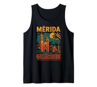 Merida Mexico Retro Yucatan Travel Art Cathedral Mexican Tank Top