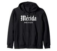 Merida Mexico Retro Yucatan Travel Art Cathedral Mexican Zip Hoodie