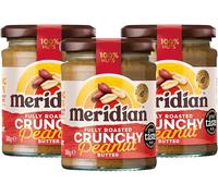 Meridian Crunchy Peanut Butter 280g - Peanuts Roasted with Skins, No Palm Oil, No Added Sugar or Salt, Vegan, Gluten Free, Dairy Free, Plant Protein Spread, (Pack of 3) from SuperfoodUK