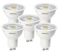 Meridian LED GU10 Lamp Light Bulb Day Light 6500K, 50W Halogen Spotlight Equivalent, 3.5W 345lm, Non-dimmable, AC 220-240V, 36¡ Beam Angle - Pack 5