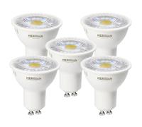 Meridian LED GU10 Light Bulb Warm White 3000K, 50W Halogen Spotlight Equivalent, 5W 345lm, Non-dimmable, AC 220-240V, 38 Beam Angle - 5pk