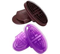 Meridian Massage Brush, 2 Pack for and Muscle Relief, Silicone Massage Brush for Belly, Back, Legs and Arms, 14.3 x 9 cm, Brown and Purple
