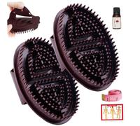 Meridian Massage Brush, 2PCS Professional Soft Elastic Massage Brush with Essential oil, Tape Measure and Meridian Map for Neck, Back, Lumbar, Feet Brown Body