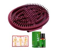 Meridian Massage Brush Set - PVC 13.7x9x3.5cm | Handheld Body Massager with Oil Map Deep Tissue Pressure Relief Tool Scalp Back Neck Use | Muscle Relaxation Brush For Home Spa Travel