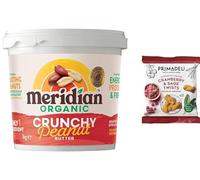 Meridian Organic Crunchy Peanut Butter 1kg (Pack of 1) + Indulge Snack - 100% Organic Roasted Peanuts, High Plant Protein, No Palm Oil, No Added Sugar or Salt, - (Pack of 1) from SuperfoodUK