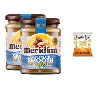 Meridian Peanut Butter Smooth 280g + Indulge Snack - 100% Roasted Peanuts, No Palm Oil, No Added Sugar or Salt, Vegan & Gluten Free - (Pack of 2) from SuperfoodUK