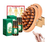Meridian Pressure Brush Set, Handheld Wooden Massage Body Brush for Cellulite Remover Massager for Body Shaping, Full Body Relaxation Comb, Air Cushion Meridian Tapping Brush (2,Set)