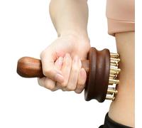 Meridian Pressure Brush, Wood Massage Tool for Belly Fat, Ergonomic Handle, Portable Deep Tissue, Copper Head Gua Sha Massage Brush, Body Sculpting, Cellulite Reduction