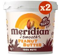 Meridian Smooth Peanut Butter 1kg Twin Pack (2 x 1kg Tubs) - Vegan, Free From Palm Oil, Made With 100% Nuts, No added Sugars, Salts or Sweeteners