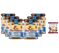 Meridian Smooth Peanut Butter 280g (Pack of 6) + Primadeli Snack - Peanuts Roasted with Skins, No Palm Oil, No Added Sugar or Salt, Vegan, Gluten Free, Plant Protein Energy Spread, from SuperfoodUK