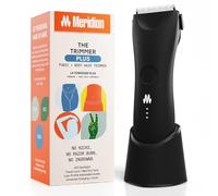 MERIDIAN Trimmer Plus Body and Bikini Trimmer, Manscaping, Adjustable Guard, Flashlight, Travel Lock, USB-C Charging Dock - Onyx