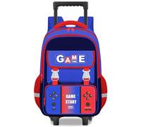 Meridova Rolling Backpack for Boys and Girls - Gamer Backpack for Kids Children Teens Elementary Middle School, Red-blue-backpack Only