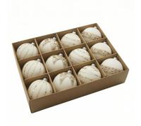 MERIGLARE 12 Pieces Flocked Christmas Ball Ornaments Decorative Ornaments with Metal Cap Shatterproof Flocked Ornament with Metal Cap for Families, color to 5