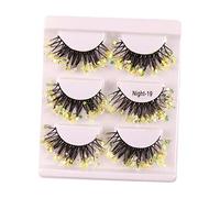 MERIGLARE 3 Pairs Luminous False Eyelashes, Decorative Makeup Glitter Eyelashes False Lashes for Costume Party, Halloween Valentines, Yellow