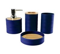 MERIGLARE 4-piece Bathroom Accessory Set, Soap Dish, Housewarming Gift, Modern Bathroom Accessory Complete Set, Toothbrush Holder, for The Vanity, dark blue