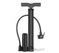 MERIGLARE Air Pump with Universal Valve Manual Tire Inflator High Pressure Floor Pump Stainless Steel Body Accurate Pressure Gauge Suitable for Roadside, Black, Short Hp