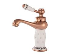 MERIGLARE Basin Faucet Single Handle Sink Tap, Rose Gold Ceramic White Diamond, Light Luxury