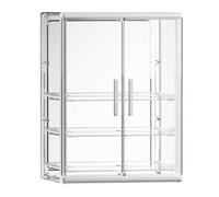 MERIGLARE Cosmetic Organizer Makeup Cabinet Storage Box Holder with Clear Body and Vertical Handles Layered Shelves for Skincare and Perfume PC PET Suitable for Dressing Table Office Desk Small