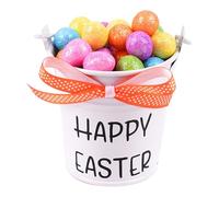 MERIGLARE Easter, Lightweight Cartoon Design Bucket, Versatile, Ideal As An Egg Basket for Easter Parties And Festivals, Orange polka dot Bow