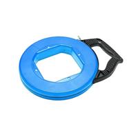 MERIGLARE Electric Wire Guide Cable Guide Tape Wire Puller Electrician Tool Steel Wire With Easy Control Handle For Faster Cleaner Installation Through Narrow, Blue Square Center Fish Tape Reel