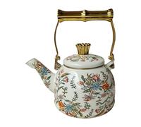 MERIGLARE Enamel Teapot with Lid Multifunctional Kettle High Capacity Comfortable Handle for Home Office Cafe, 1.5L