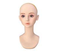 MERIGLARE Female Mannequin Head Bust, Display Stand with Cap with Makeup for Hairdresser Barber Beauty Accessories Shop Chains