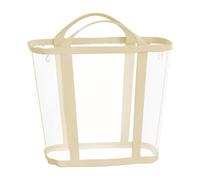 MERIGLARE Foldable Laundry Basket Toy Organizer Mesh Bag with Handles Folding Beach Bag for Bathroom, Beige Large