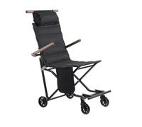 MERIGLARE Foldable Reclining Camping Chair | Compact, Reclining Mobility Chair with Pocket, Sturdy, for Outdoor Walks, Park Outings, Seniors, Black