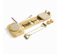 MERIGLARE Folding Bed Pilates Reformer Foldable Home Exercise Equipment with Long-Frame Structure Sliding Track and Sturdy Support Handles suitable for balanced workouts and stretching , Yellow