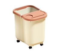 MERIGLARE Foot Bath Tub with Lid, Sturdy Convenient Household Relaxing Foot Bathing Tub Bucket with Massage Dots, Beige, L with Wheels