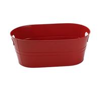 MERIGLARE Galvanized Oval Ice Bucket, Rustic Tin Beverage Tub for Parties, Wine Bucket, Beer Tub, Wine Chiller, Champagne, Cocktail Bar, red