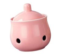 MERIGLARE Garlic Pot Storage Box Garlic Holder Rustic Ceramic Kitchen Jar for Natural Preservation Suitable for Work, Pink