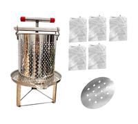 MERIGLARE Honey Press, T-Shaped Hand Press, Practical for Home Wine Making, Juice Press, Honeycomb, Grape Pomace, 5 Filtration Meshes