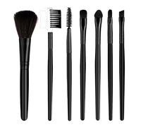 MERIGLARE Makeup Brush Set Of Seven Professional Grade Tools For And Brow Highlight Smooth Texture That Does Not Absorb Product, All black handle, 7-piece brush set