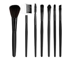 MERIGLARE Makeup Brush Set Of Seven Professional Grade Tools For And Brow Highlight Smooth Texture That Does Not Absorb Product, All black handle, 7-piece brush set