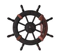 MERIGLARE Mediterranean Nautical Wooden Boat Ship Steering Wheel Wooden Ship Wheel Pirate Decor Wall and Door Hanging Ornament Plaque - 32x3x32cm