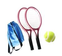 MERIGLARE Mini Tennis Racket And Ball Set Mini Tennis Decor Party Favors Cake Topper Crafts 1:12 Miniature Tennis Kit Boy Girls Adults, Pink, 9x4cm