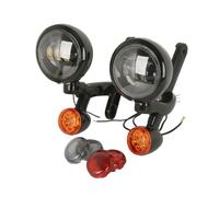 MERIGLARE Motorcycle Fog Auxiliary Lamps with Amber Indicators Combination Mounting Bracket Replacement Lens Options Aluminum Alloy Build Suitable for Road Trips Daily Rides Night commutes