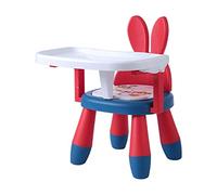 MERIGLARE Portable High Chair for Kids, Nonslip Seat with Removable Tray, Low Stool for Toddlers, Red Blue Rabbit