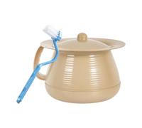 MERIGLARE Portable Urinal Potty, Night Pot, Multifunctional Bucket with Lid, Made of Sturdy PP, Easy to Clean, Suitable for Bed, Camping, Child, Yellow Apricot