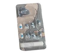 MERIGLARE Press on Nails, 24 Fake Nails with Sticky Tabs And Nail File, French Tip Cute Manicure False Nails for Party Birthday Women Girls, Blue White