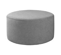 MERIGLARE Round Footstool Cover, Pouffe Covers, Small Ottoman Stool Seat Cover, Removable & Washable Stretch Slipcover Furniture Protector for Round Foot Stool Dia. 48-55cm - Gray