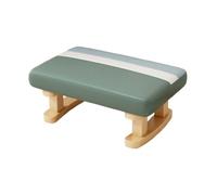 MERIGLARE Small Low Ottoman Padded Footstool Bench Footrest Rectangular Short Step Stool with Wooden Legs for Sofa, Home Dining, Bed, Green