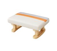MERIGLARE Small Low Ottoman Padded Footstool Bench Footrest Rectangular Short Step Stool with Wooden Legs for Sofa, Home Dining, Bed, Beige